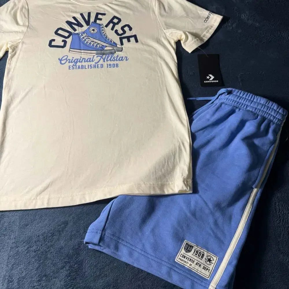 Converse Boys Retro Remix Sneaker T-Shirt and Shorts Outfit Set Size L